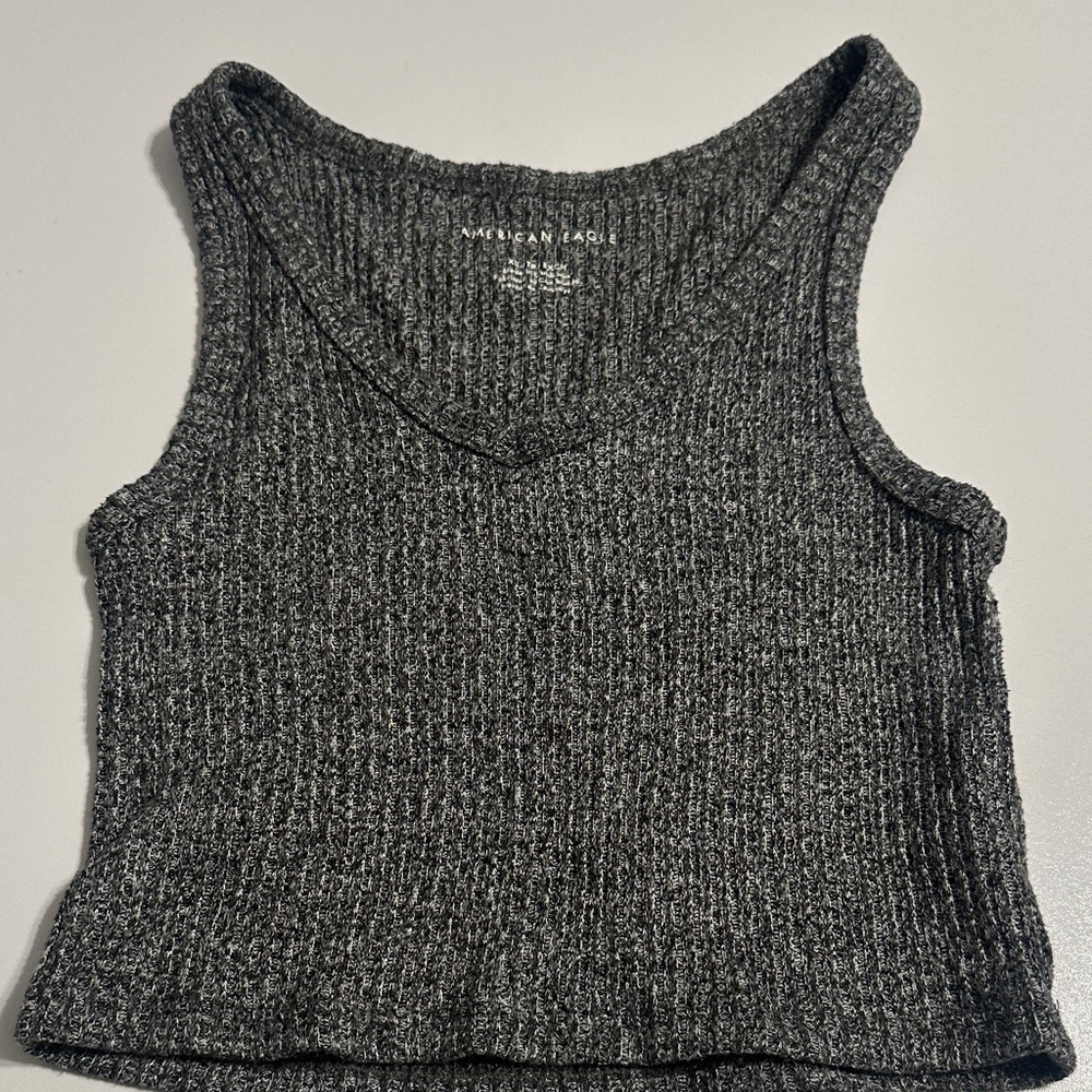 American Eagle Outfitters Charcoal Knit Tank Top